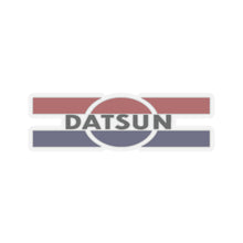 Load image into Gallery viewer, Retro Datsun striped logo sticker with transparent backing